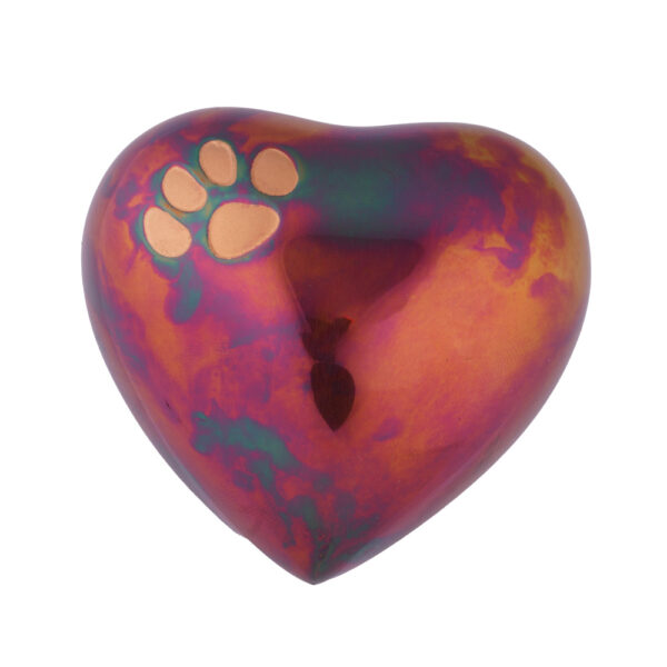 Arielle Heart Urn Small [Classic Paw Raku/Copper Heart] - Image 3