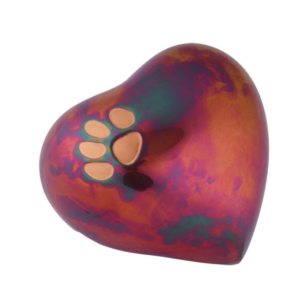 Arielle Heart Urn Small [Classic Paw Raku/Copper Heart] - Image 2